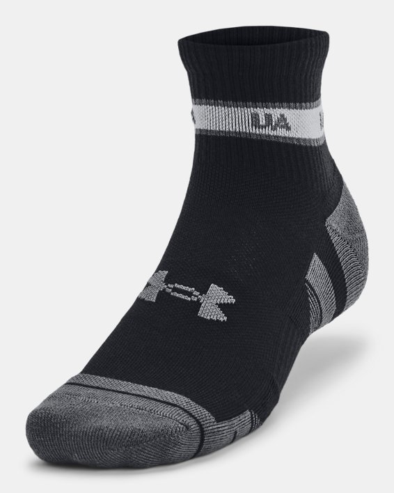 Unisex UA Performance Tech 3-Pack Quarter Socks in Black image number 1